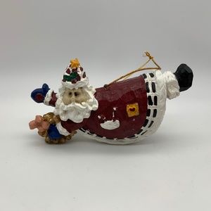 Vintage Handmade Rustic Santa Claus Delivering Presents Christmas Ornament